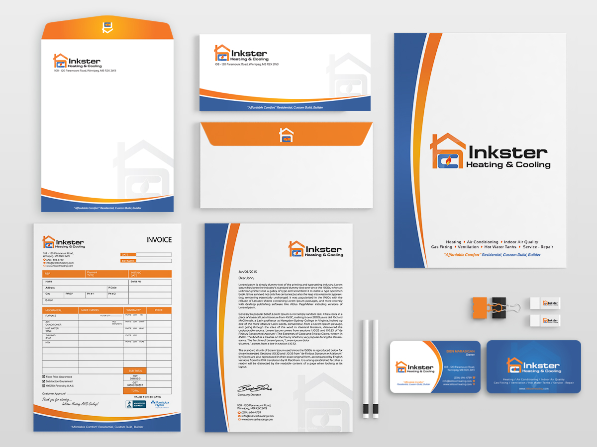 Stationery Design by Sarmishtha Chattopadhyay_loginchange for Inkster Heating and Cooling | Design #6375322