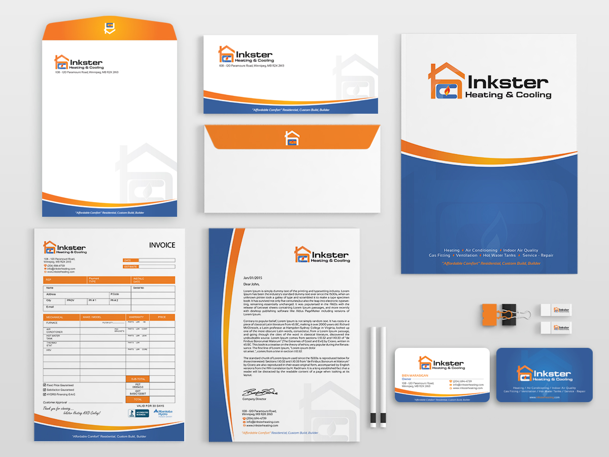 Stationery Design by Sarmishtha Chattopadhyay_loginchange for Inkster Heating and Cooling | Design #6375415