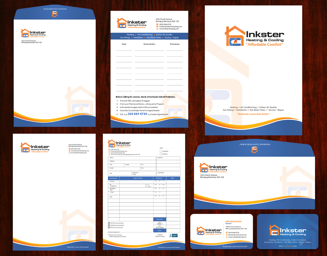 Stationery Design by Sarmishtha Chattopadhyay_loginchange for Inkster Heating and Cooling | Design #6422533