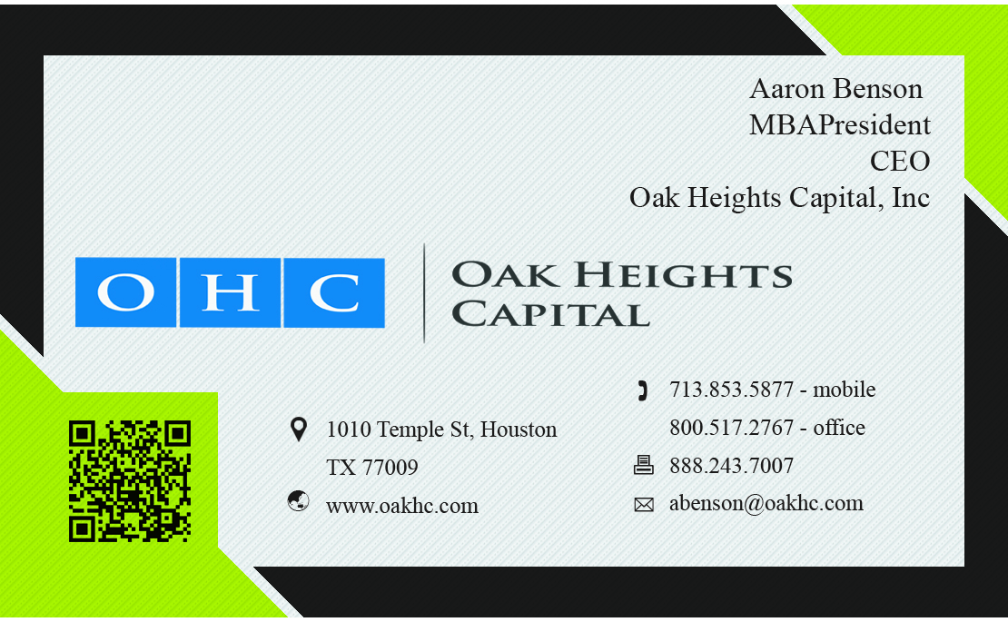 Design de Carte de Visite par angerilluardo pour Oak Heights Capital, Inc | Design #6260085