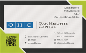 Business Card Design by angerilluardo for Oak Heights Capital, Inc | Design: #6260085
