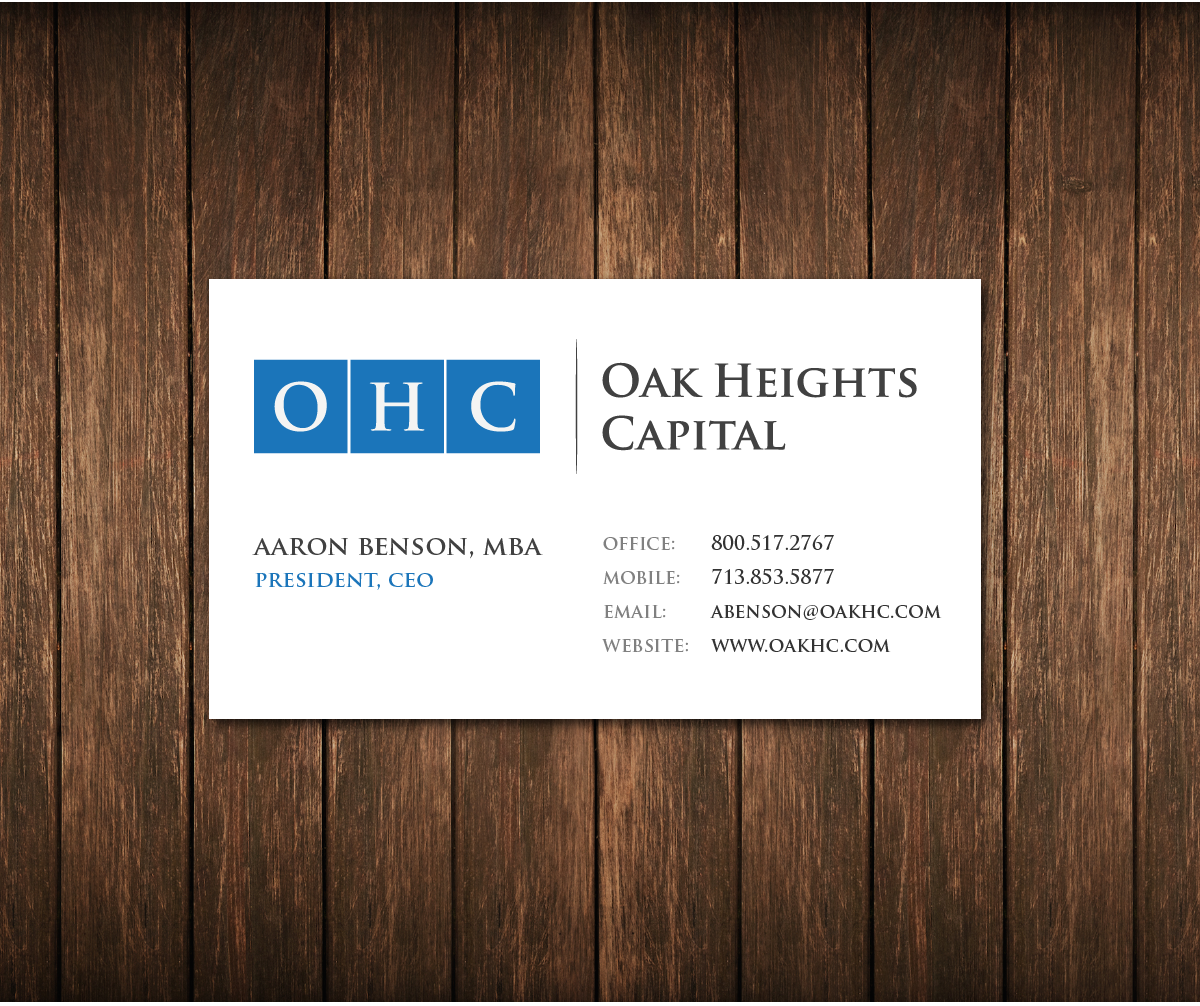 Business Card Design by distantbells for Oak Heights Capital, Inc | Design: #6258793