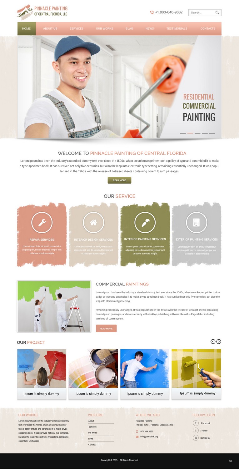 Web Design by pb for Pinnacle Painting of Central Florida, LLC | Design #6270531