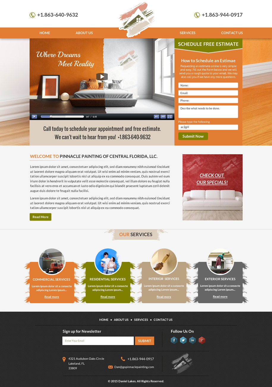 Web Design par Smart-tech solution pour Pinnacle Painting of Central Florida, LLC | Design #6308193