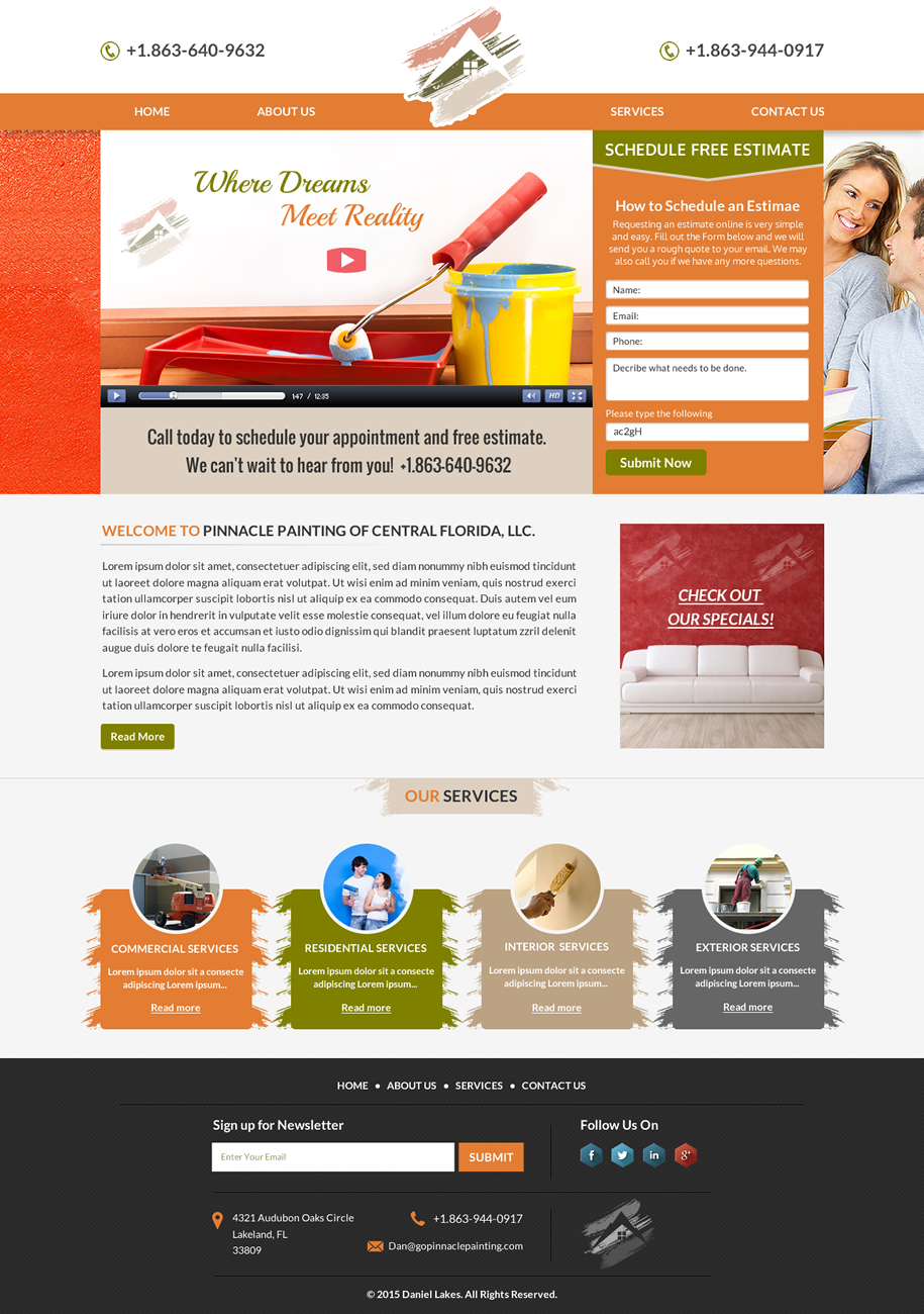 Web Design by Smart-tech solution for Pinnacle Painting of Central Florida, LLC | Design #6308197