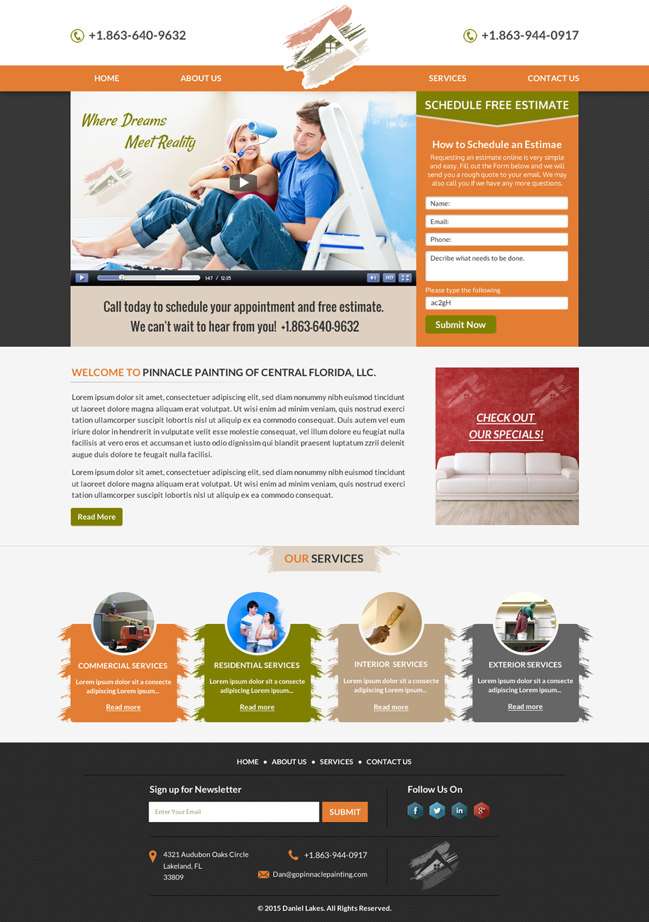 Web Design par Smart-tech solution pour Pinnacle Painting of Central Florida, LLC | Design #6308201
