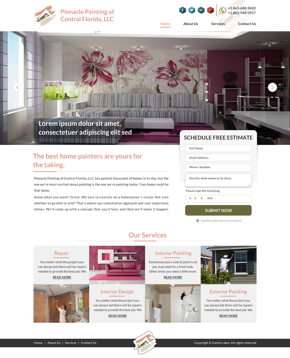 Web Design par Smart-tech solution pour Pinnacle Painting of Central Florida, LLC | Design #6315736