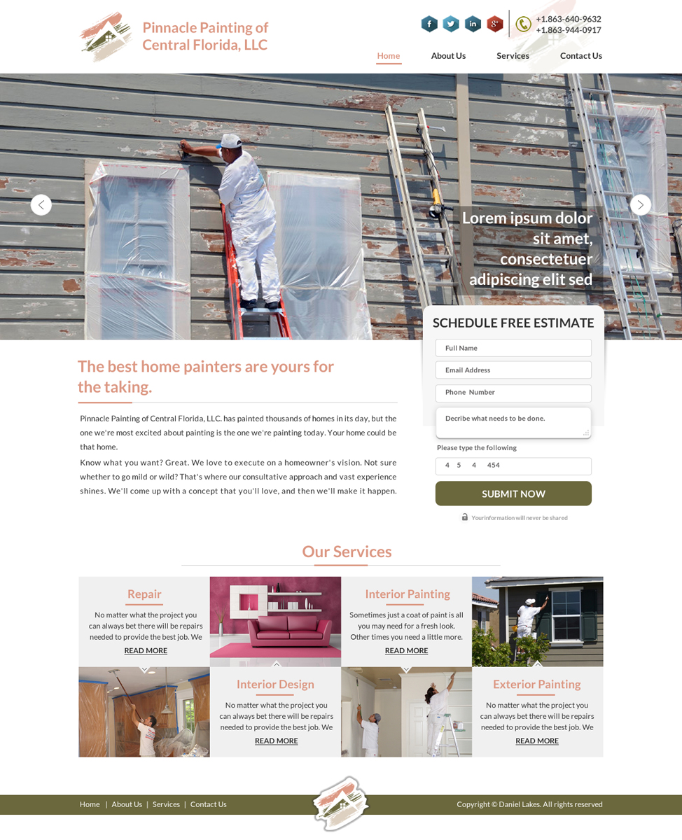 Web Design par Smart-tech solution pour Pinnacle Painting of Central Florida, LLC | Design #6315739
