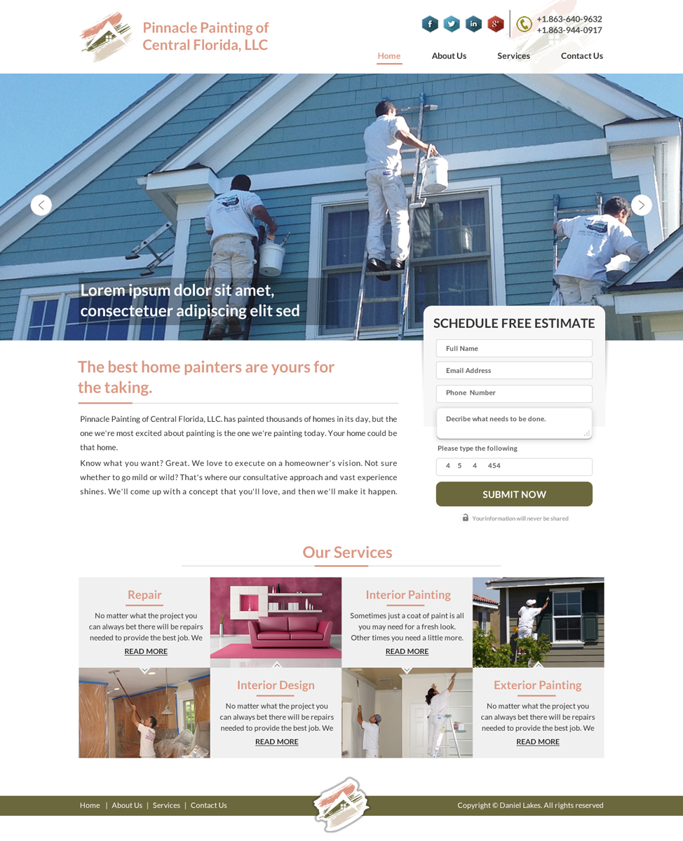 Web Design by Smart-tech solution for Pinnacle Painting of Central Florida, LLC | Design #6315745