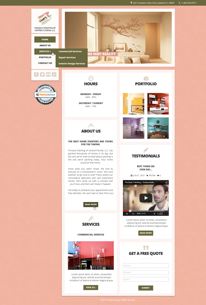 Web Design par Da Miracle pour Pinnacle Painting of Central Florida, LLC | Design #6327327