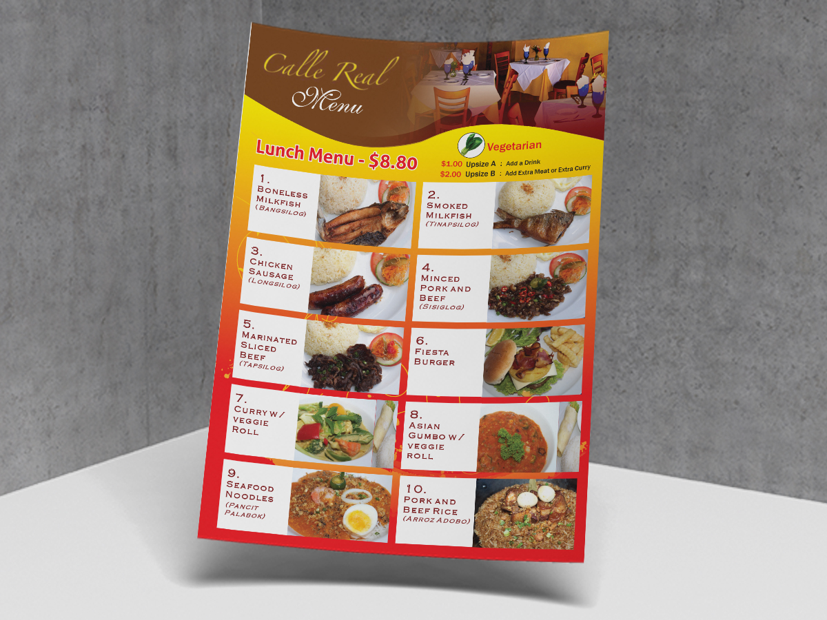 Menu Design by cn graphic for this project | Design #6364836
