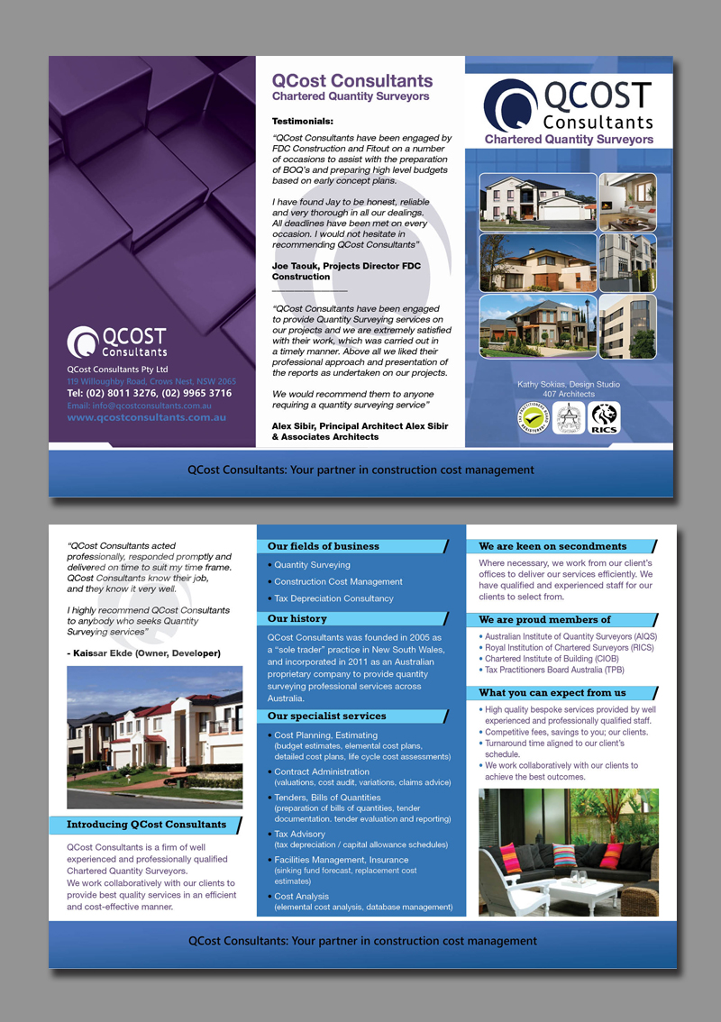 Flyer Design by kamran.gfm for QCost Consultants Pty Ltd | Design #6326881
