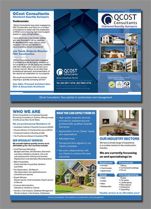 Diseño de Flyer por kamran.gfm para QCost Consultants Pty Ltd | Diseño #6378070