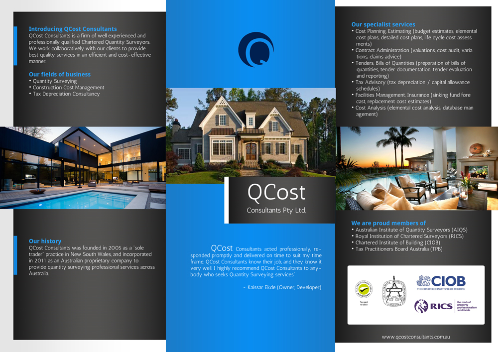 Flyer Design by BC Arts for QCost Consultants Pty Ltd | Design #6357241