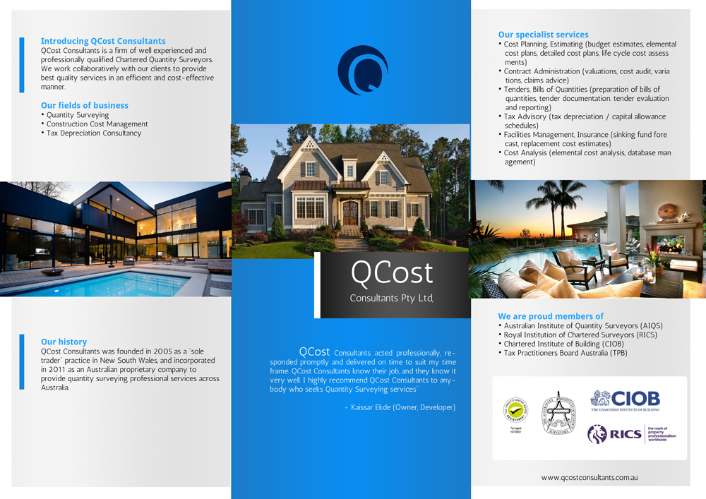 Flyer Design by BC Arts for QCost Consultants Pty Ltd | Design #6357250