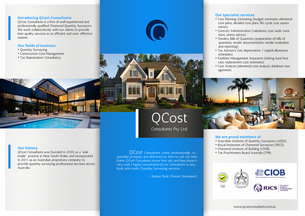 Flyer Design by BC Arts for QCost Consultants Pty Ltd | Design #6357253