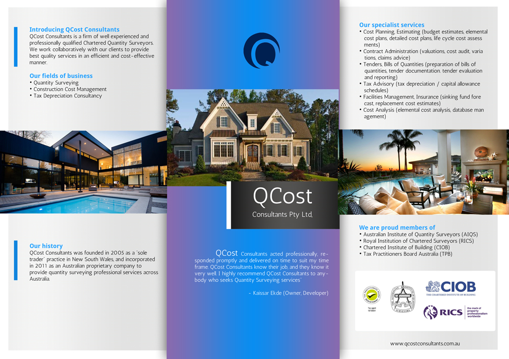 Flyer Design by BC Arts for QCost Consultants Pty Ltd | Design #6357257