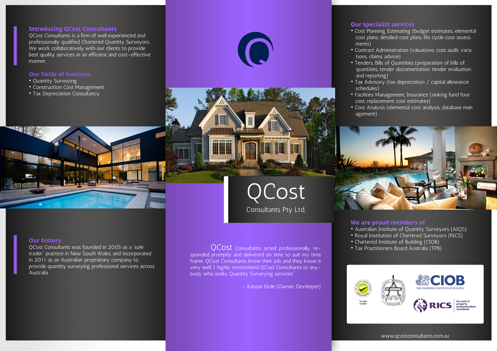 Flyer Design by BC Arts for QCost Consultants Pty Ltd | Design #6357259