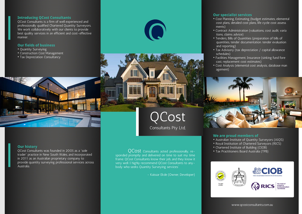 Flyer Design by BC Arts for QCost Consultants Pty Ltd | Design #6357263
