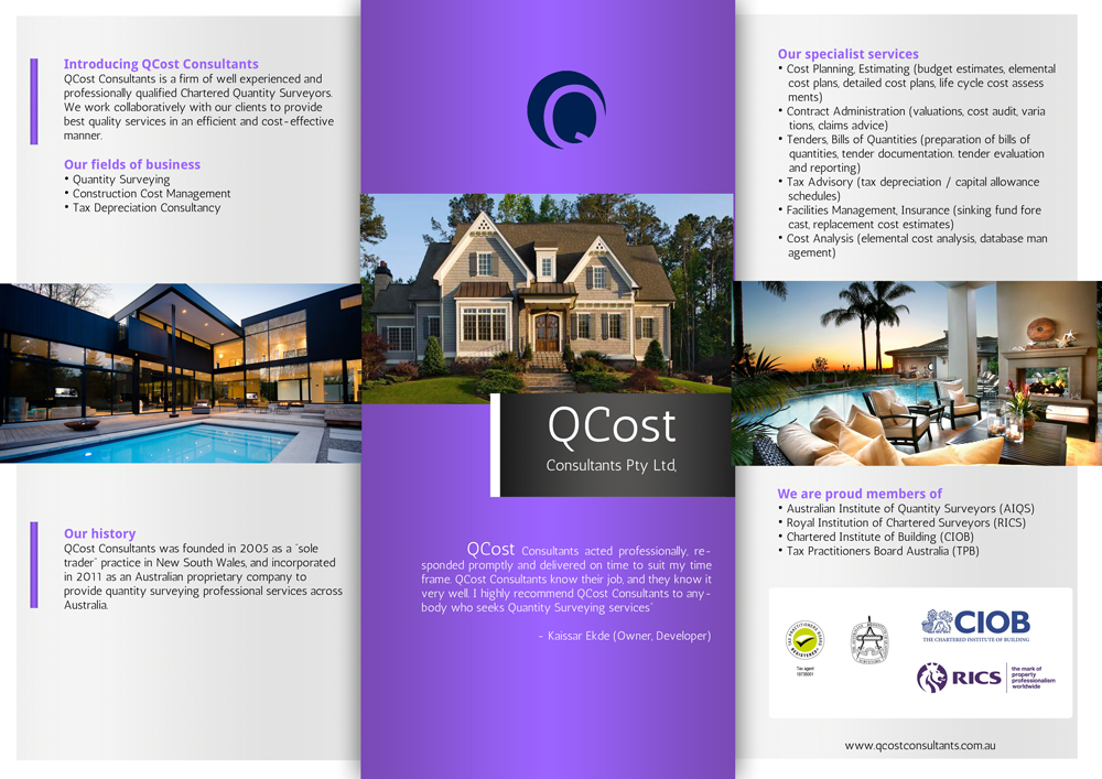 Flyer Design by BC Arts for QCost Consultants Pty Ltd | Design #6357265