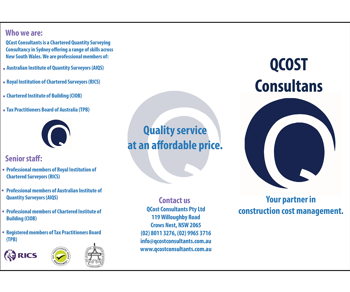 Diseño de Flyer por Hermio para QCost Consultants Pty Ltd | Diseño #6368645