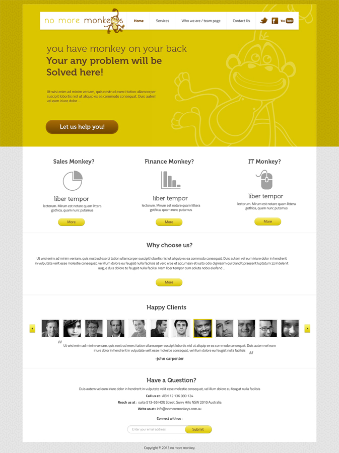 Web-Design von designcruze für No More Monkeys | Design #1689851