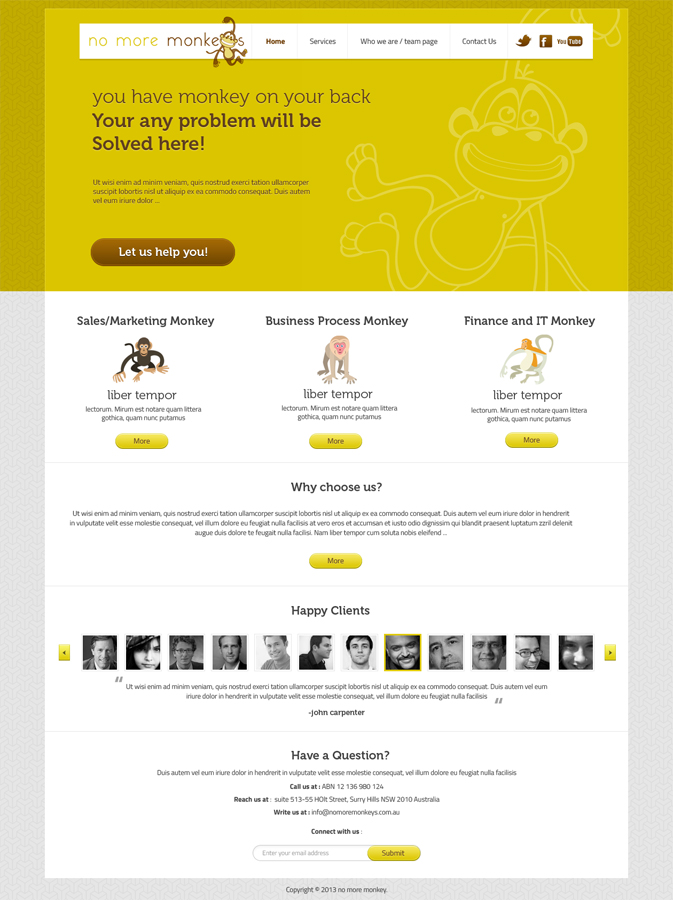 Web-Design von designcruze für No More Monkeys | Design: #1737694