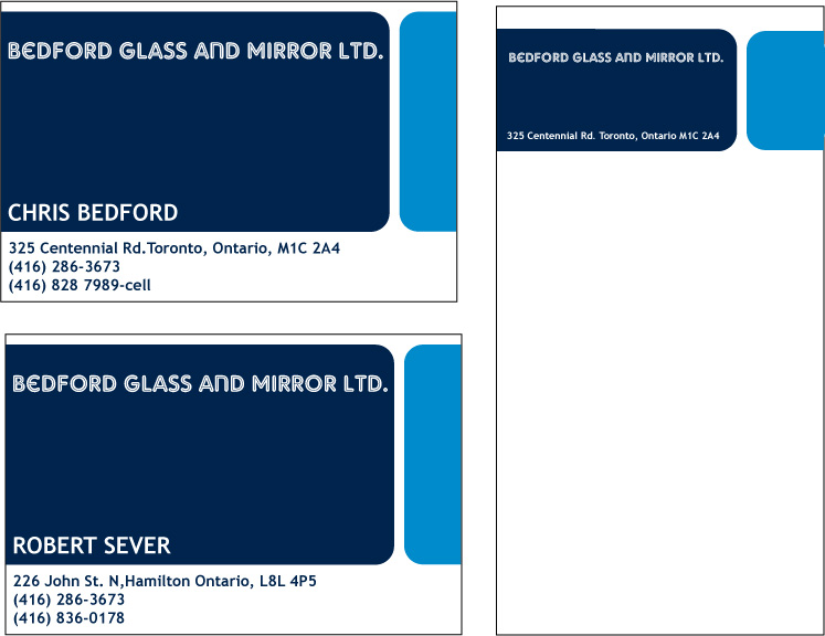Business Card Design by OliveMind for Bedford Glass and Mirror Ltd. | Design #9794