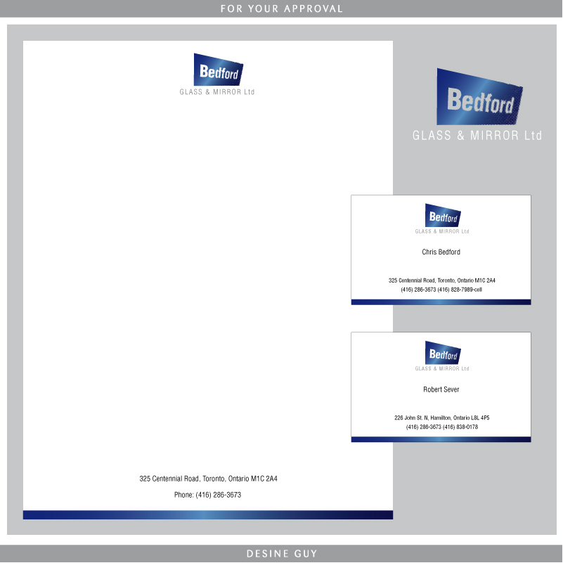 Business Card Design by S.R.Graphic Design for Bedford Glass and Mirror Ltd. | Design #9495