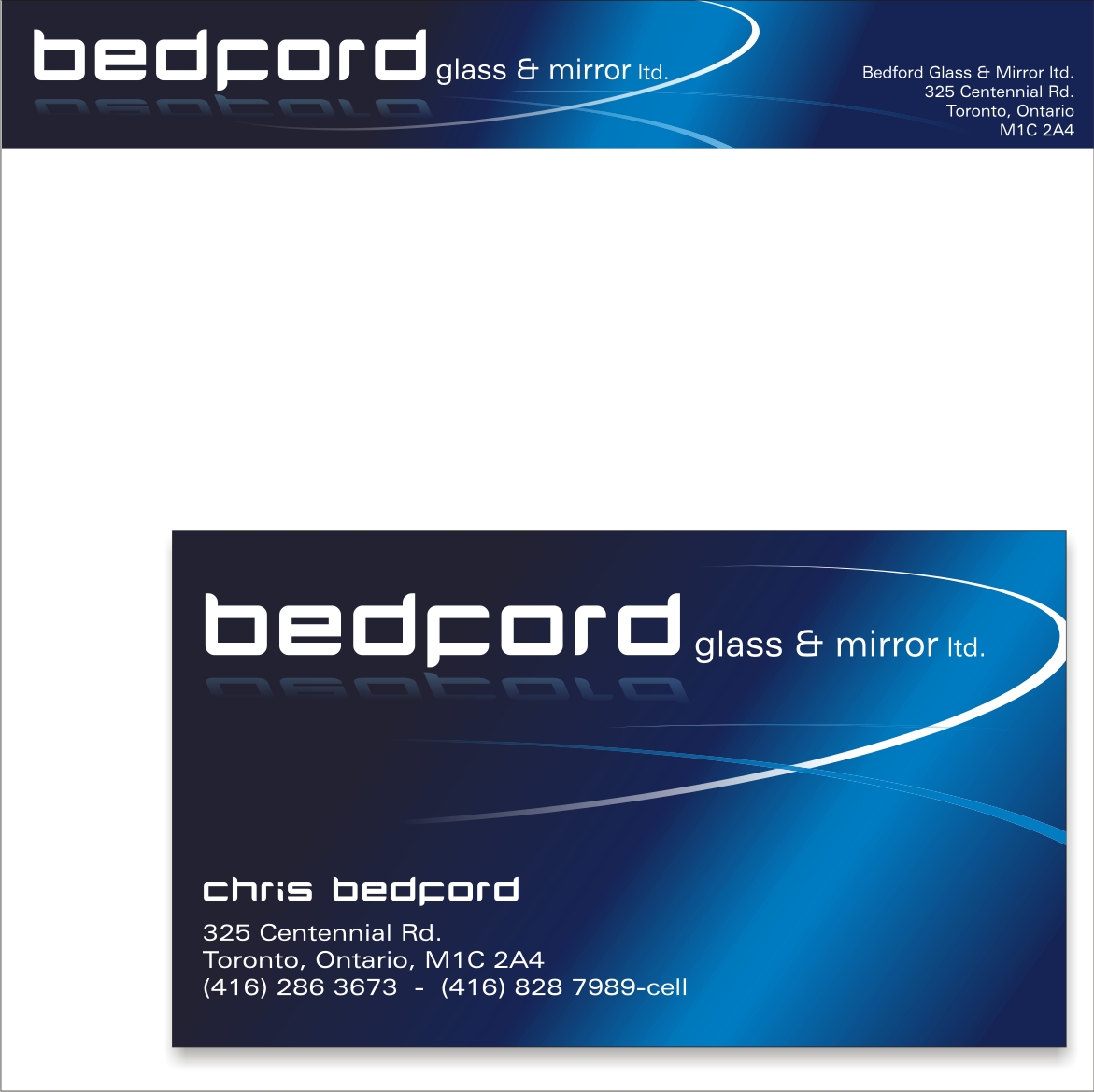 Business Card Design by LUSH GRAPHIX for Bedford Glass and Mirror Ltd. | Design #9649