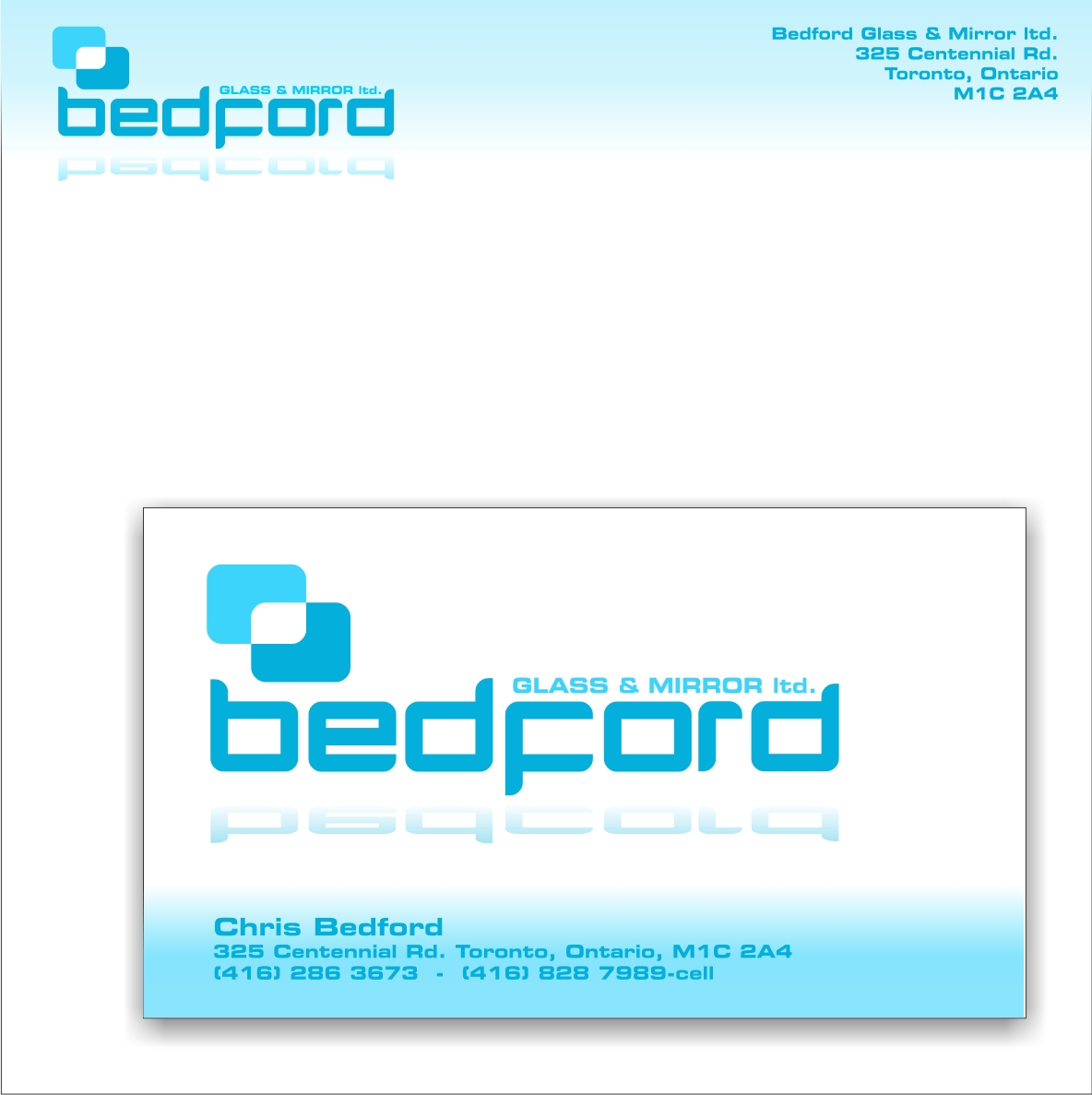 Business Card Design by LUSH GRAPHIX for Bedford Glass and Mirror Ltd. | Design #9709