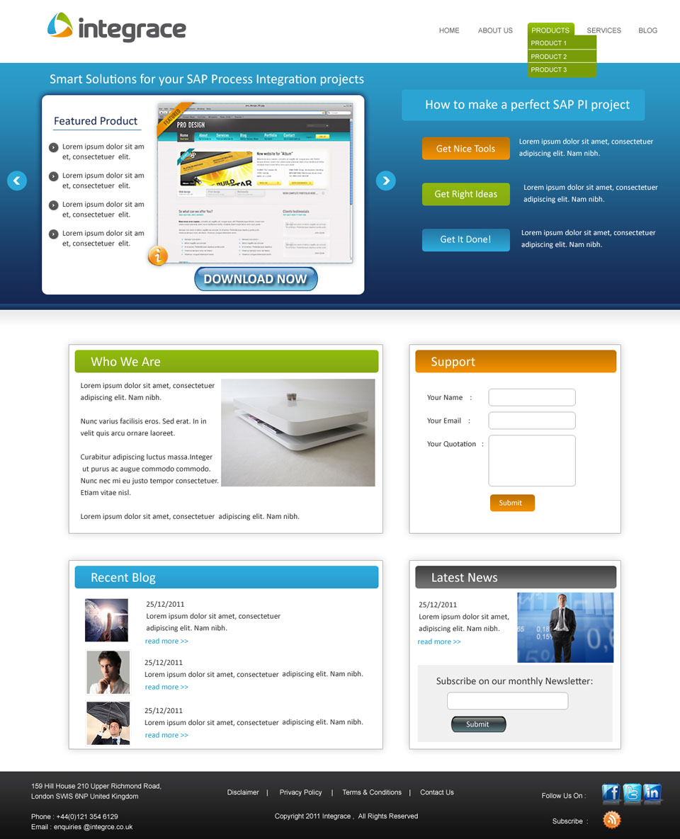 Diseño Wordpress por pb para Integrace Ltd | Diseño #395445