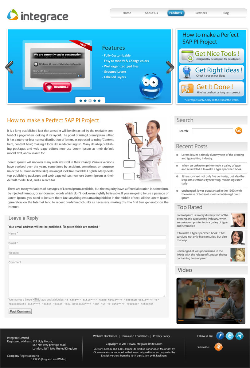 Wordpress Design by pb for Integrace Ltd | Design #406993