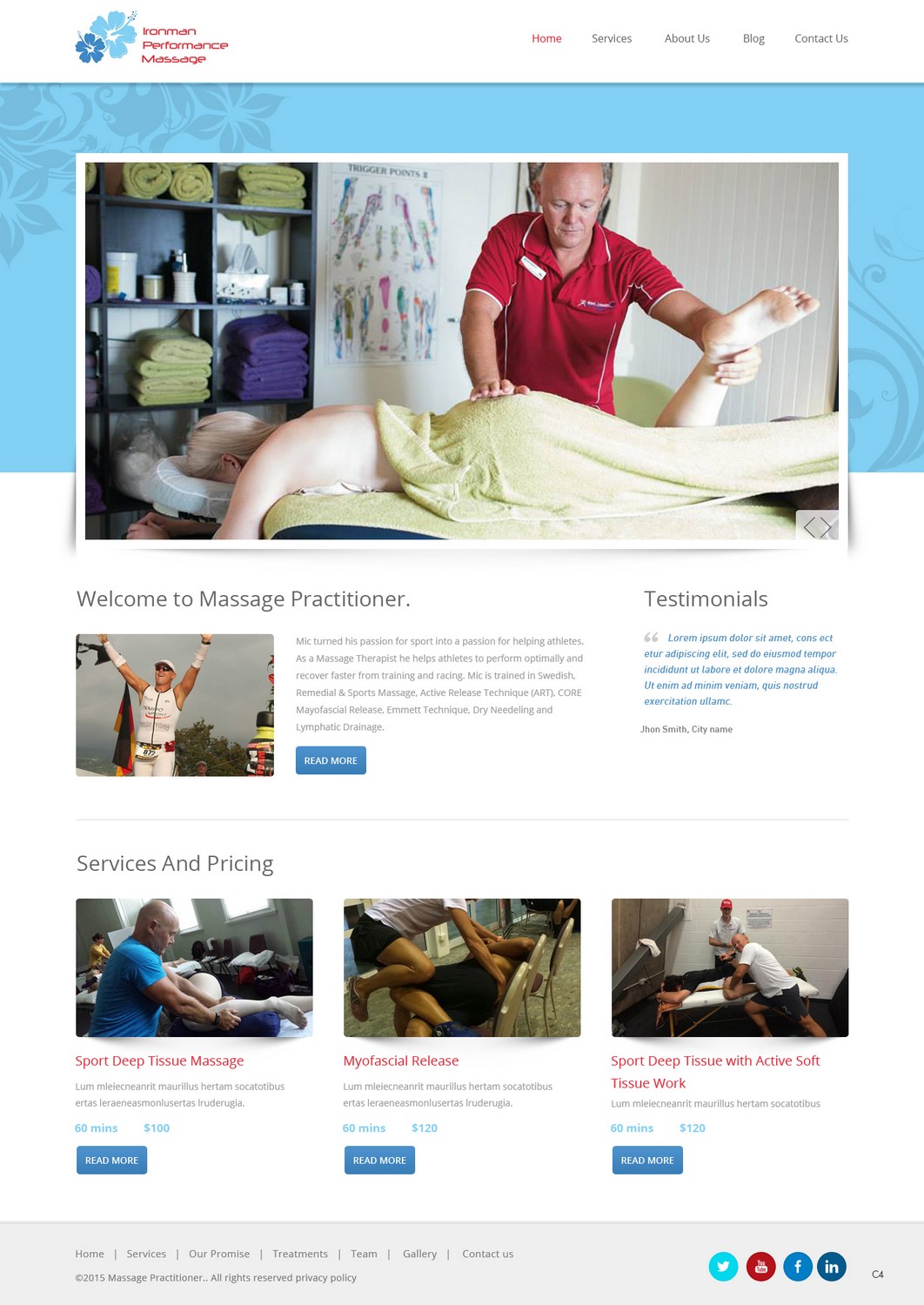 Web Design by pb for Iroman Performace Massage/Back2Health360 | Design #6338164