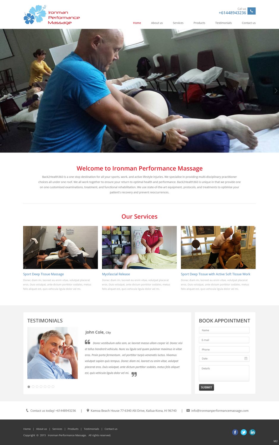 Web-Design von pb für Iroman Performace Massage/Back2Health360 | Design #6338169