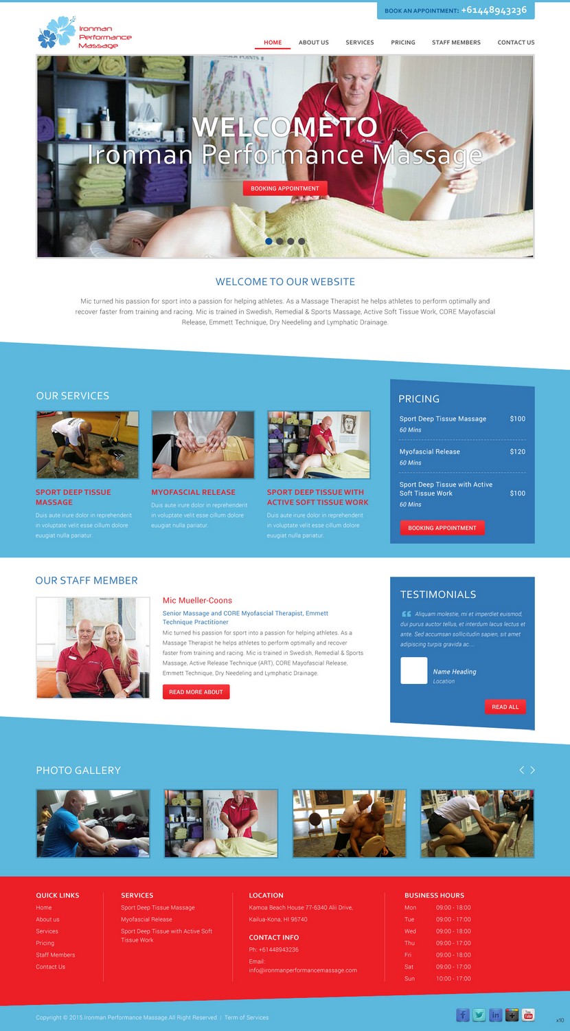 Web Design by pb for Iroman Performace Massage/Back2Health360 | Design #6347431