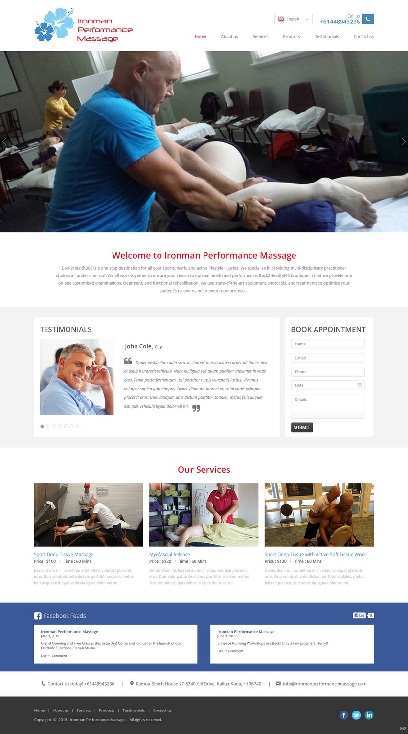 Web Design by pb for Iroman Performace Massage/Back2Health360 | Design #6347457