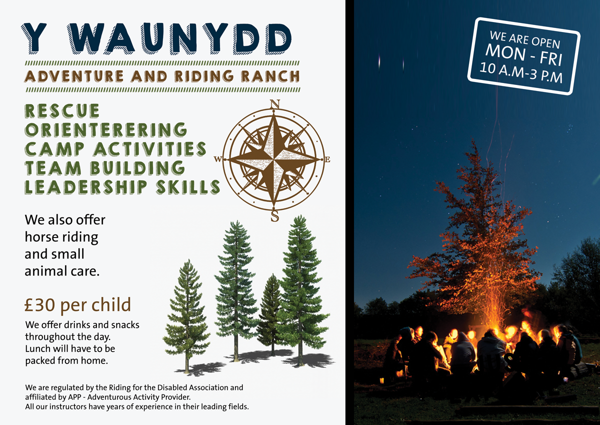 Flyer Design by SarahQ for Y Waunydd Adventure and Riding Ranch | Design #6335060