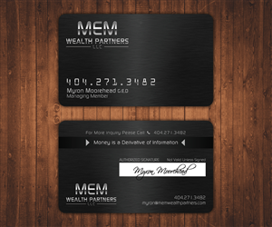 MEM Wealth Partners LLC a High Risk Big Rewards company for Rich Young Entrepreneurs  | Business Card Design by Stylez Designz