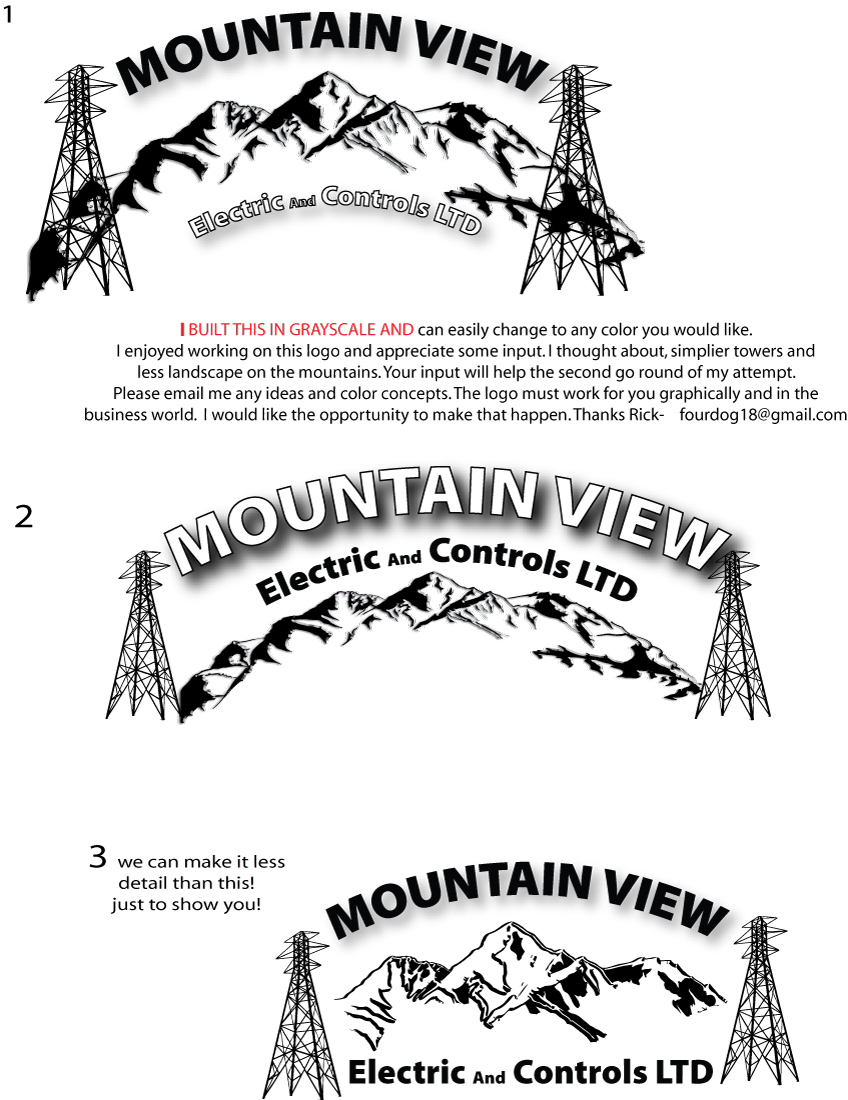 Logo Design by fourdog123 for Mountain View Electric And Controls | Design #6350208