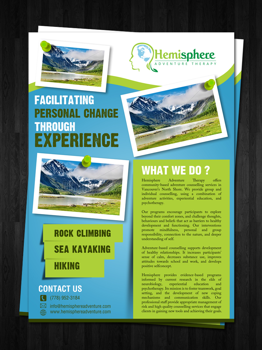 Flyer Design by debdesign for Hemisphere Adventure Therapy | Design #6326964