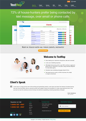 Texting for Real-Estate agents - 3 uncoded web pages (landing,pricing,product) | Web Design by Mayank Patel