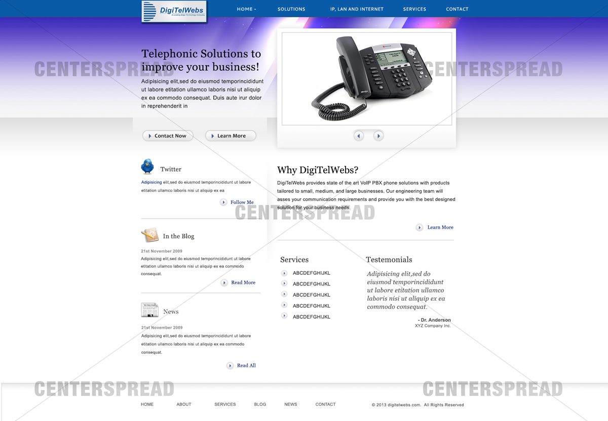 Wordpress Design by CENTERSPREAD for Telecom Engineering /  DigiTelWebs | Design #1681474