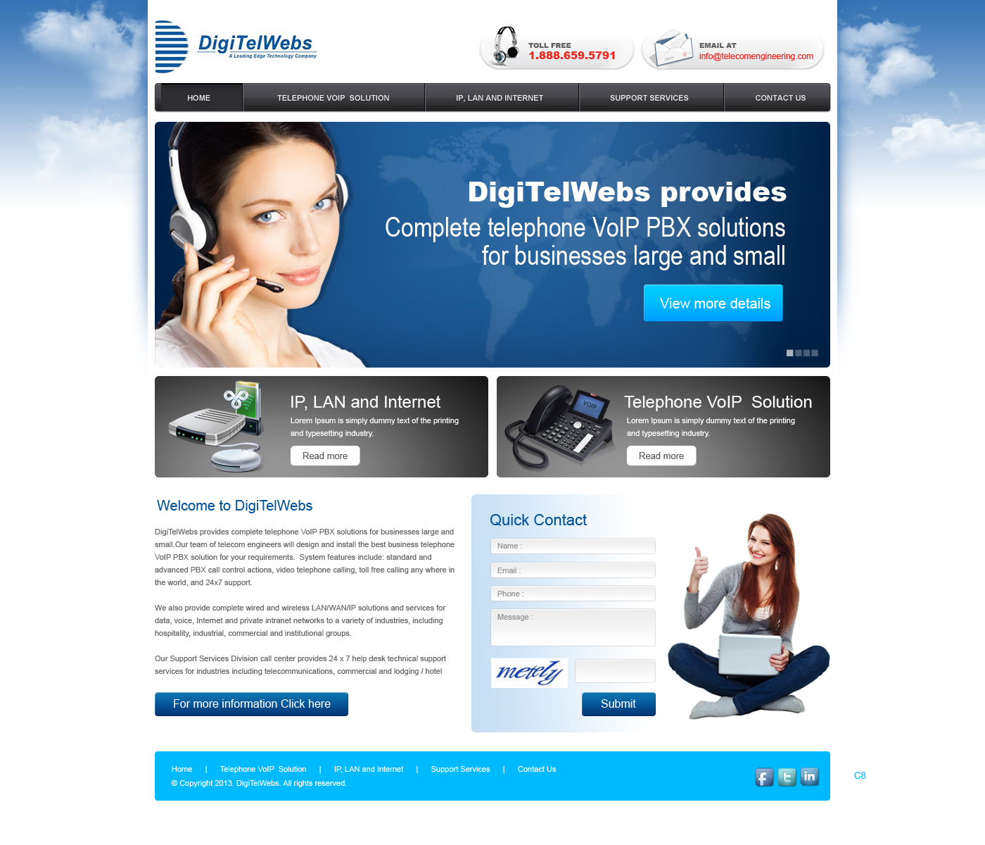 Wordpress Design by pb for Telecom Engineering /  DigiTelWebs | Design: #1679328