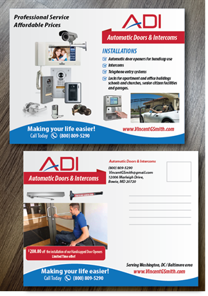 Diseño de Postal por alex989 para Automatic Doors & Intercom / ADI | Diseño: #6364617