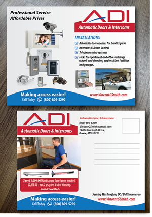 Diseño de Postal por alex989 para Automatic Doors & Intercom / ADI | Diseño: #6375336