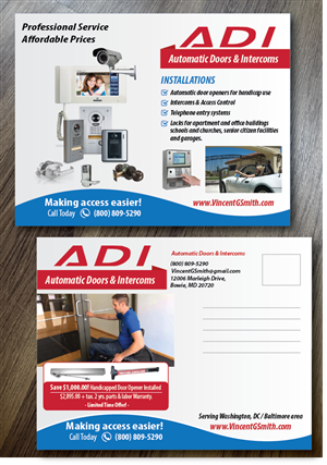 Diseño de Postal por alex989 para Automatic Doors & Intercom / ADI | Diseño: #6375337