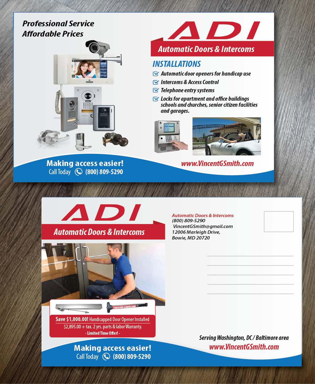 Diseño de Postal por alex989 para Automatic Doors & Intercom / ADI | Diseño #6383768