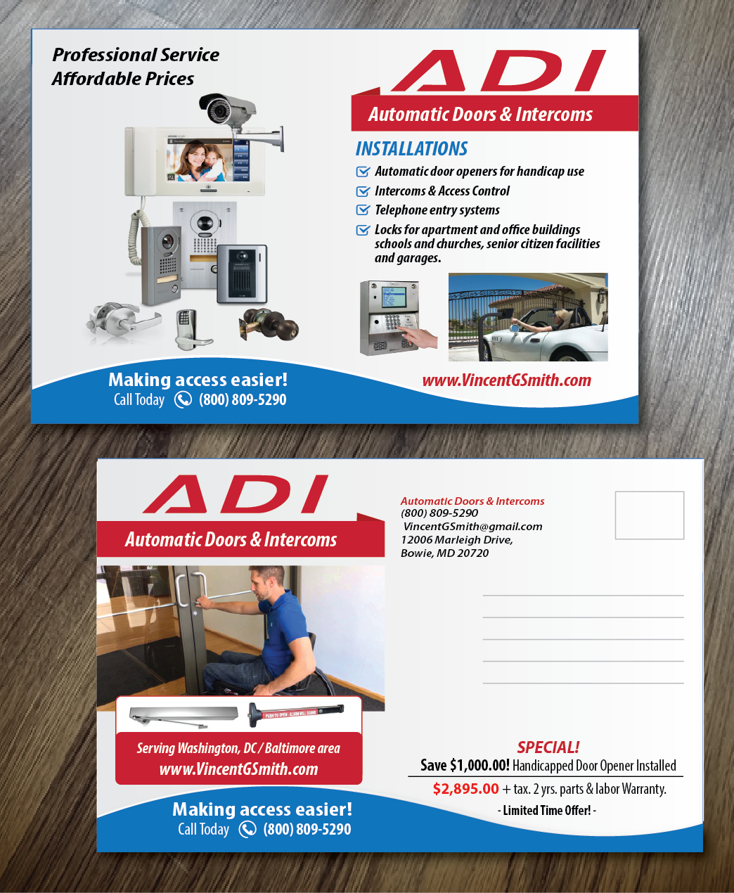 Diseño de Postal por alex989 para Automatic Doors & Intercom / ADI | Diseño: #6391531