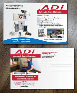 Diseño de Postal por alex989 para Automatic Doors & Intercom / ADI | Diseño: #6411596
